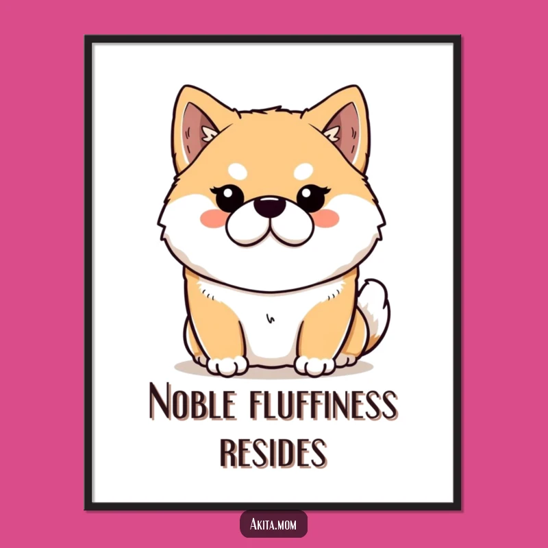 Funny Kawaii Akita Digital Art: Dignified Dog Portrait, Instant Hilarious Akita Decor