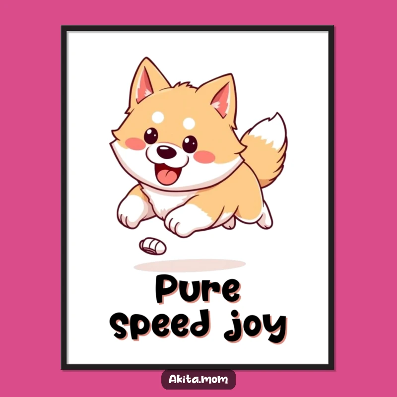 Funny Kawaii Akita Digital Print: Motion Art, Instant Energy, Perfect Funny Gift!