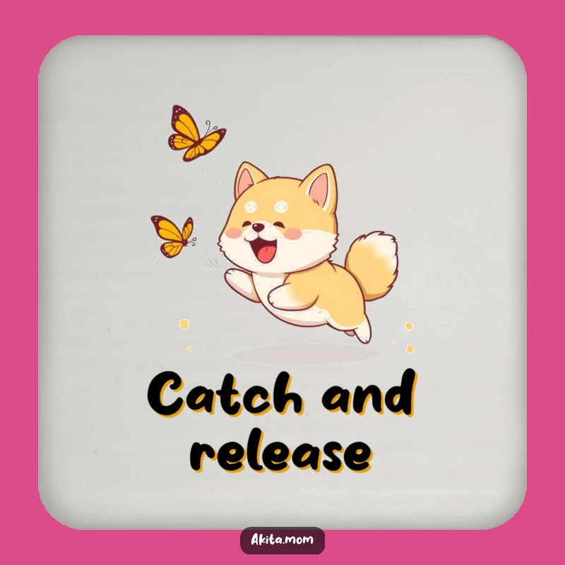 Funny Akita Cub Butterfly Coaster - Cute Puppy Table Protector Gift