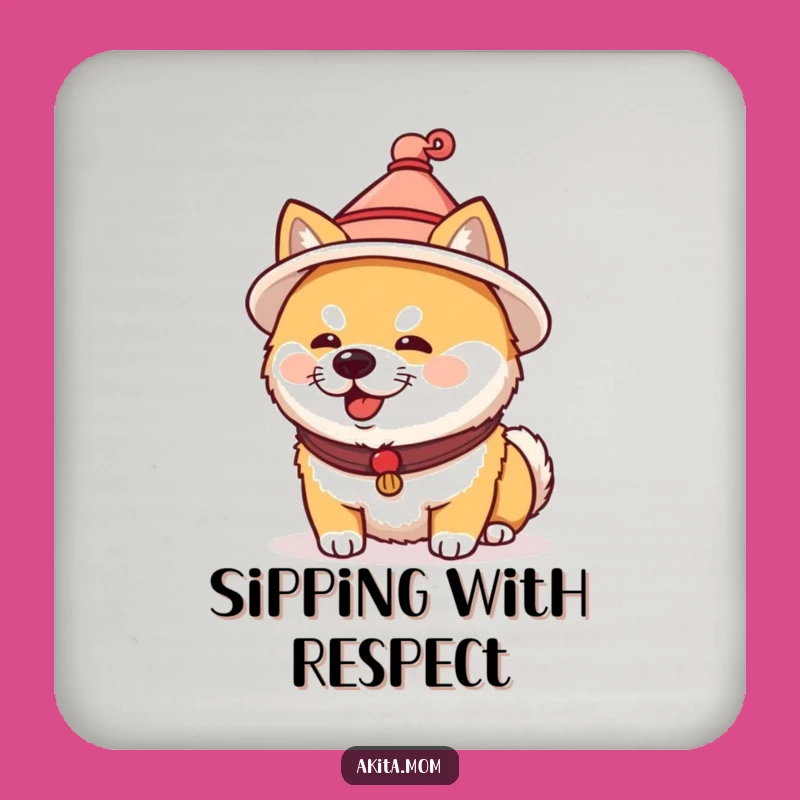 Funny Akita Coaster Set: Japanese Hat Protection, Humorous Cultural Table Gift