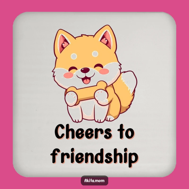 Funny Kawaii Akita Bone Coaster: Protect Surfaces Gift!