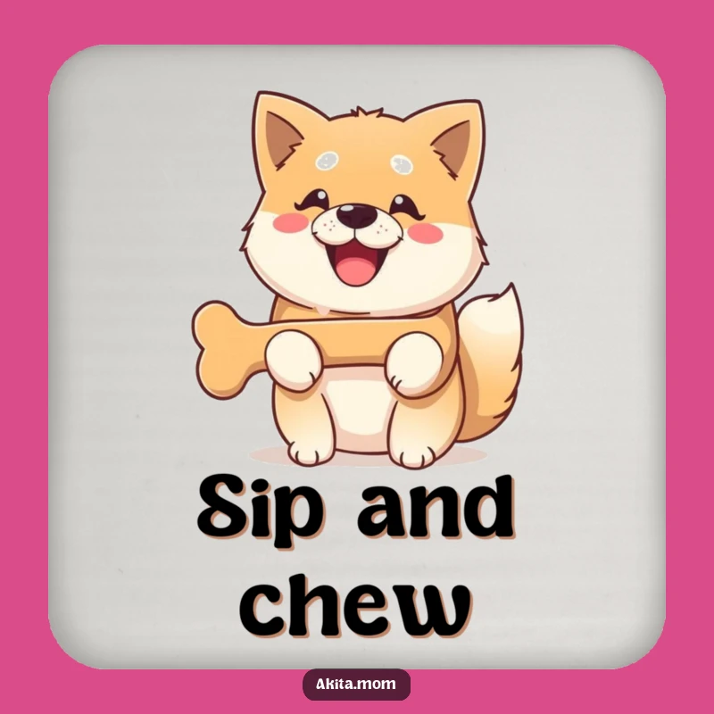 Funny Kawaii Akita Bone Coasters: Protect Surfaces with Smiles