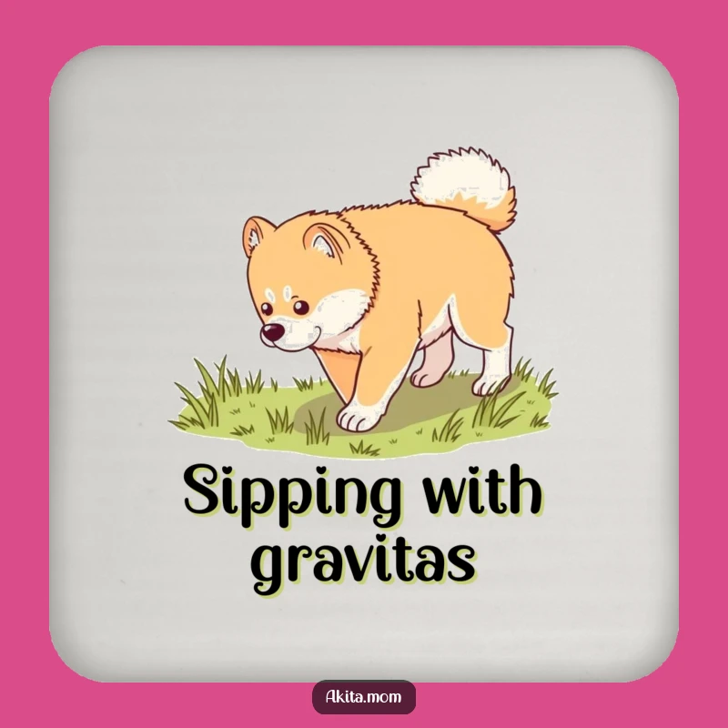 Funny Kawaii Akita Coaster Set: Dignified Dog Trot Drink Mats, Perfect Housewarming Gift