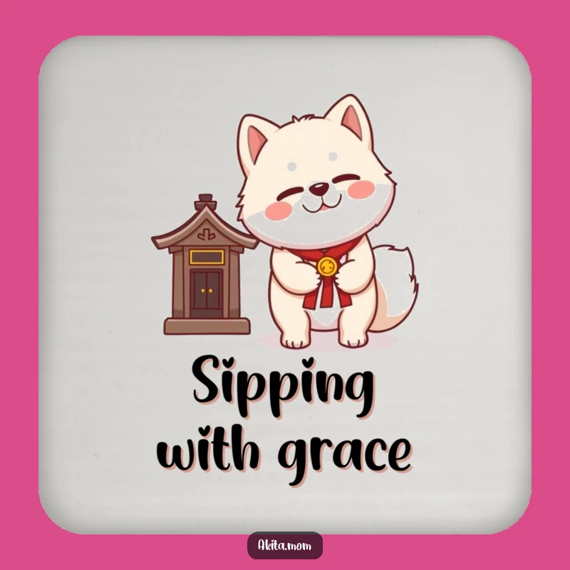 Funny Kawaii Akita Coaster Set: Protect with Peace, Perfect Funny Gift!