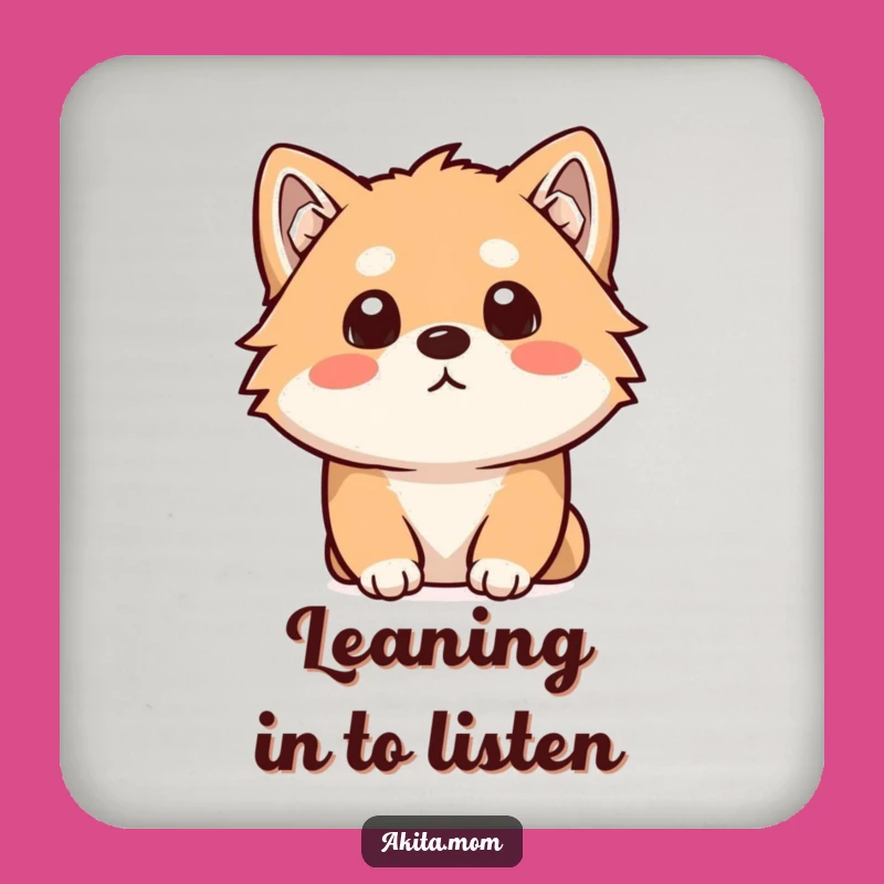 Funny Kawaii Akita Coasters: Curious Listening Dog Protection