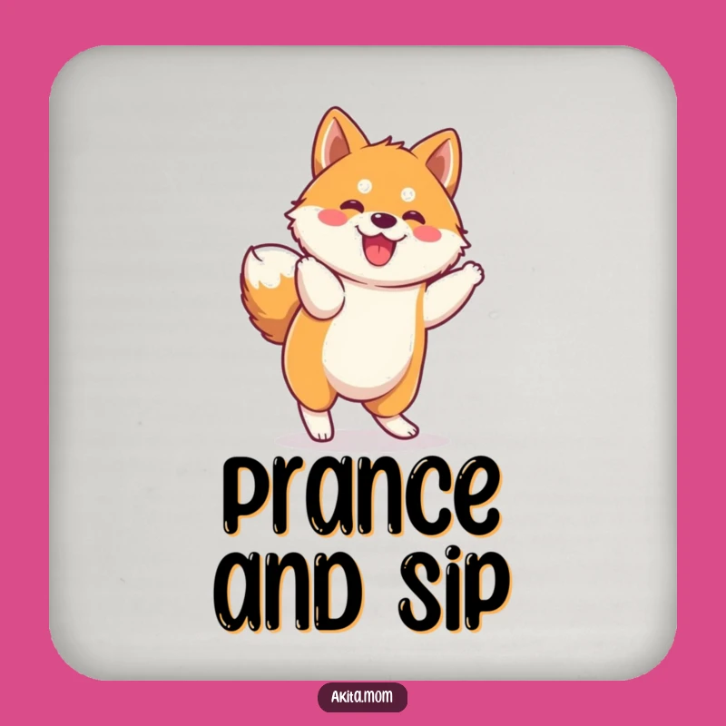 Funny Kawaii Akita Prance Coaster Set: Protect Surfaces with Cute Charm