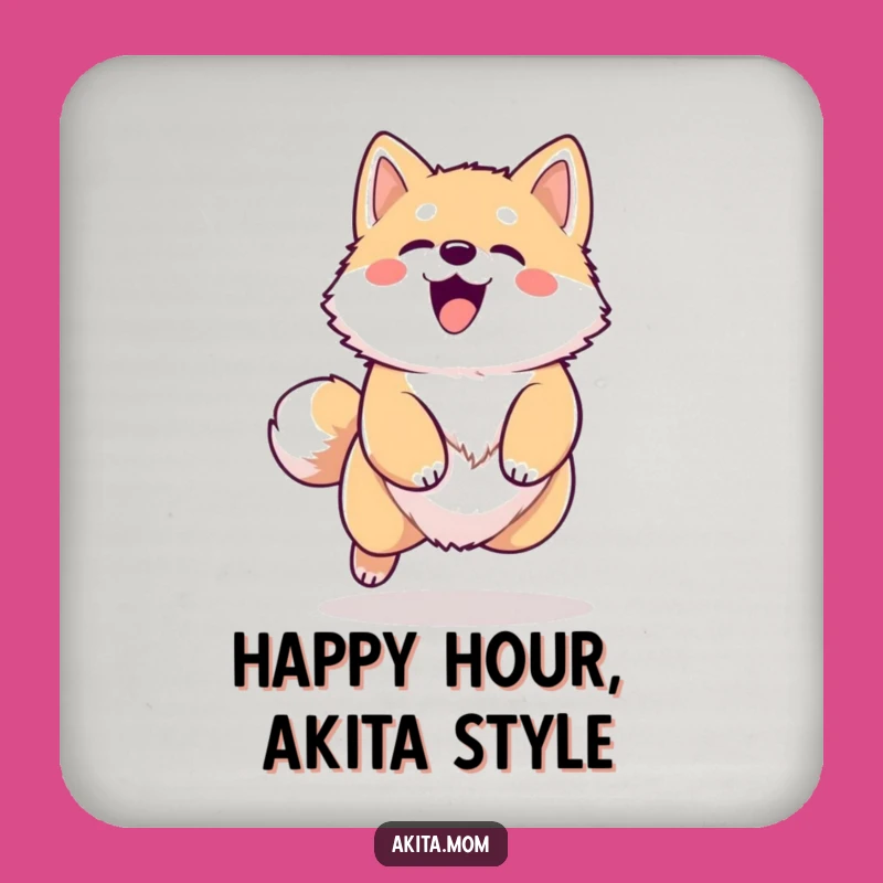 Funny Kawaii Akita Coaster Set: Happy Barking Dog Drink Mats, Perfect Housewarming Gift