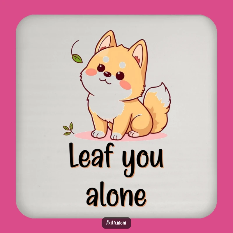Funny Kawaii Akita Coaster Set: Curious Leaf Dog Art, Humorous Table Protection