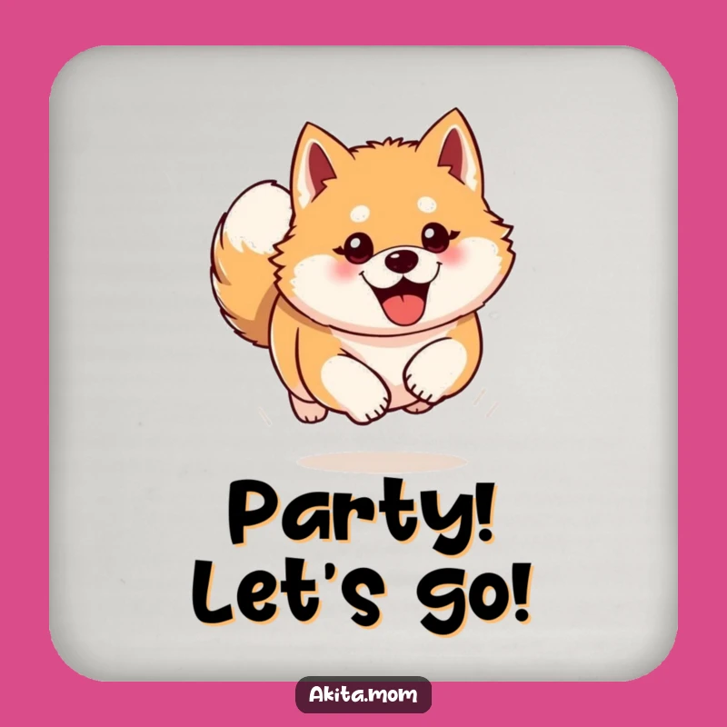 Funny Akita Coaster Set: Enthusiastic Bounding Protection, Humorous Table Gift