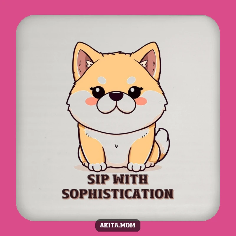 Funny Kawaii Akita Coasters (Set of 4): Dignified Dog Protection, Humorous Akita Decor