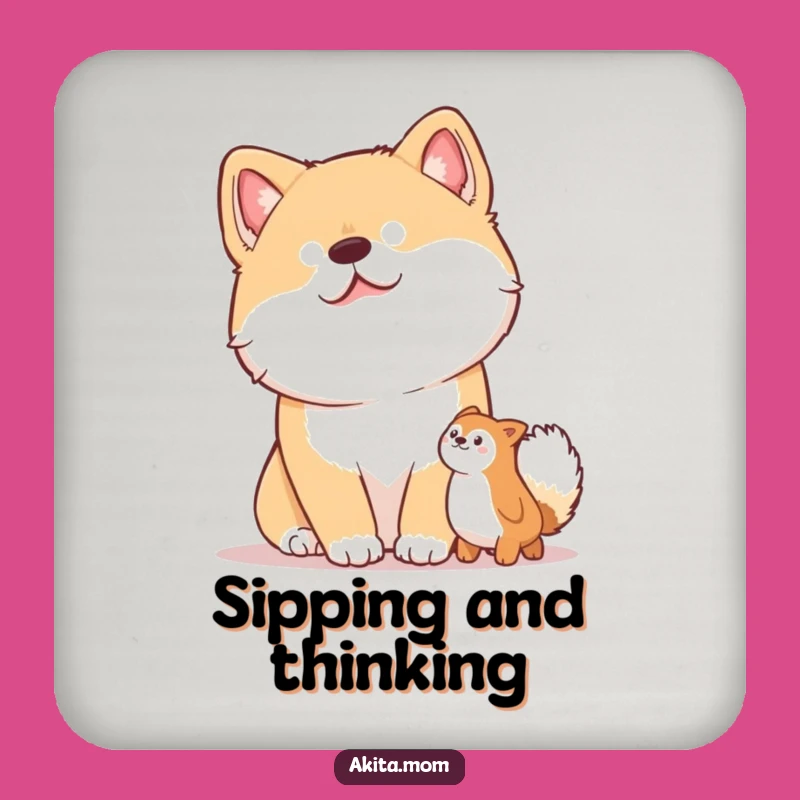 Funny Akita Head Tilt Coaster: Curious Drink Protector - Cute Gift