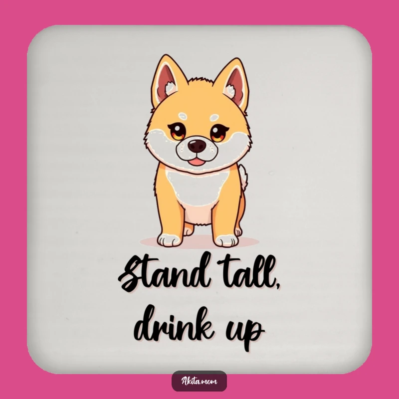 Funny Kawaii Akita Coaster Set: Proud Dog Protection for Tables