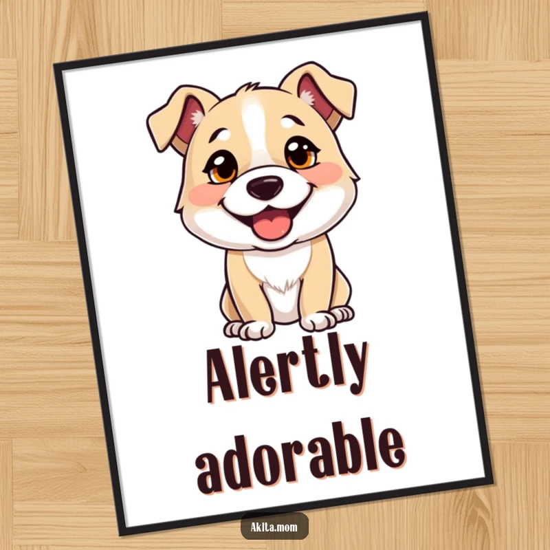 Funny poster print of a strong, alert dog with a big, happy expression, capturing a moment of pure canine bliss.