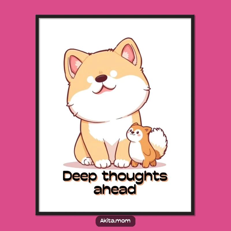 Funny Akita Head Tilt Poster: Curious Dog Wall Art - Gift