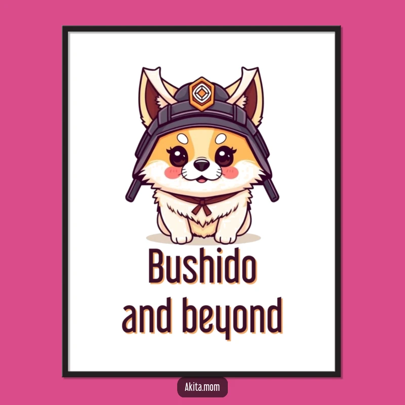 Funny Akita Samurai Poster: Warrior Dog Art - Gift Idea