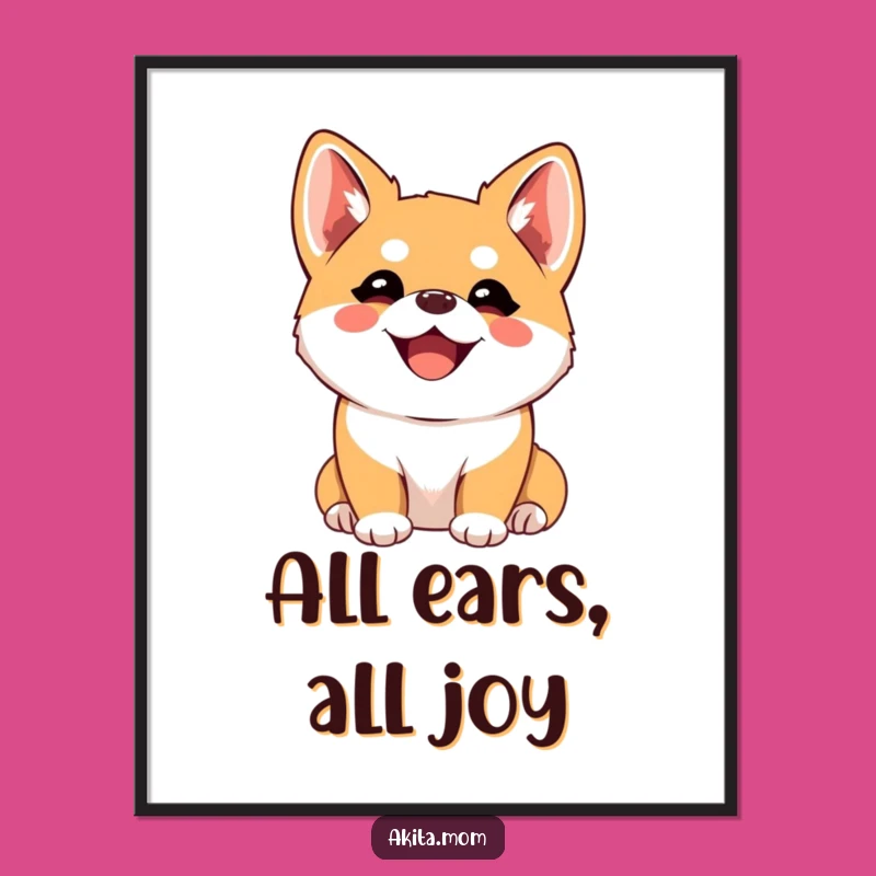 Funny Kawaii Akita Joyful Listener Poster - Wall Art Gift