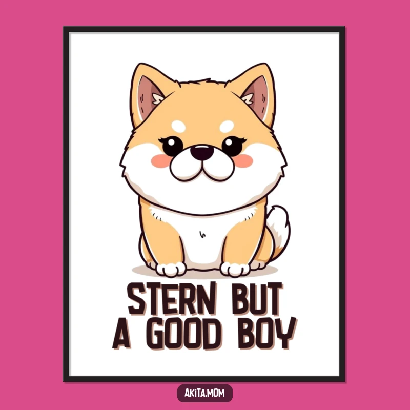 Funny Kawaii Akita Poster: Dignified Dog Art Print, Hilarious Akita Wall Decor Gift