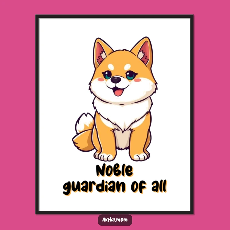 Funny Akita Hero Poster: Majestic Dog Art, Perfect Gift for Akita Fans