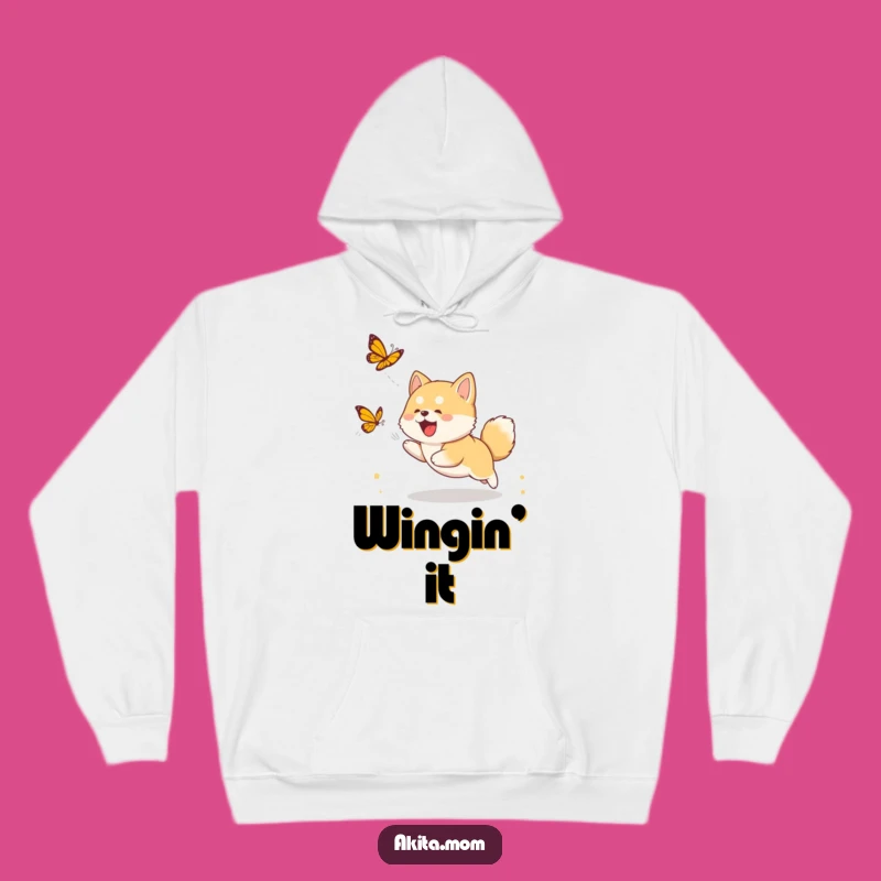 Cozy Funny Akita Cub Butterfly Hoodie - Warm Puppy Gift for All Ages