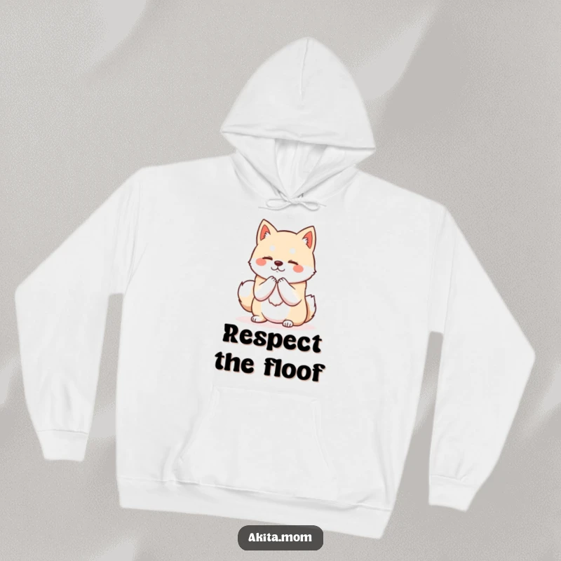 Funny Kawaii Akita hoodie with a dog in a dignified posture performing a polite bow, radiating a calm and respectful aura.