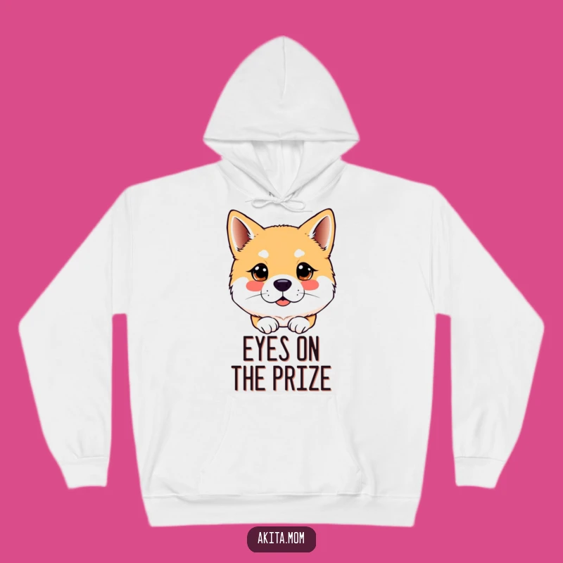 Cozy Funny Kawaii Akita Dog Attentive Gaze Hoodie - Warmth & Focused Humor Gift!