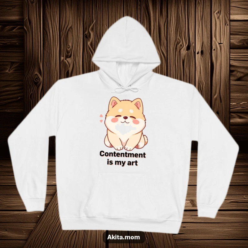 Funny Kawaii Akita hoodie, a relaxed dog sighing contentedly while resting its head, perfect for cozy comfort.