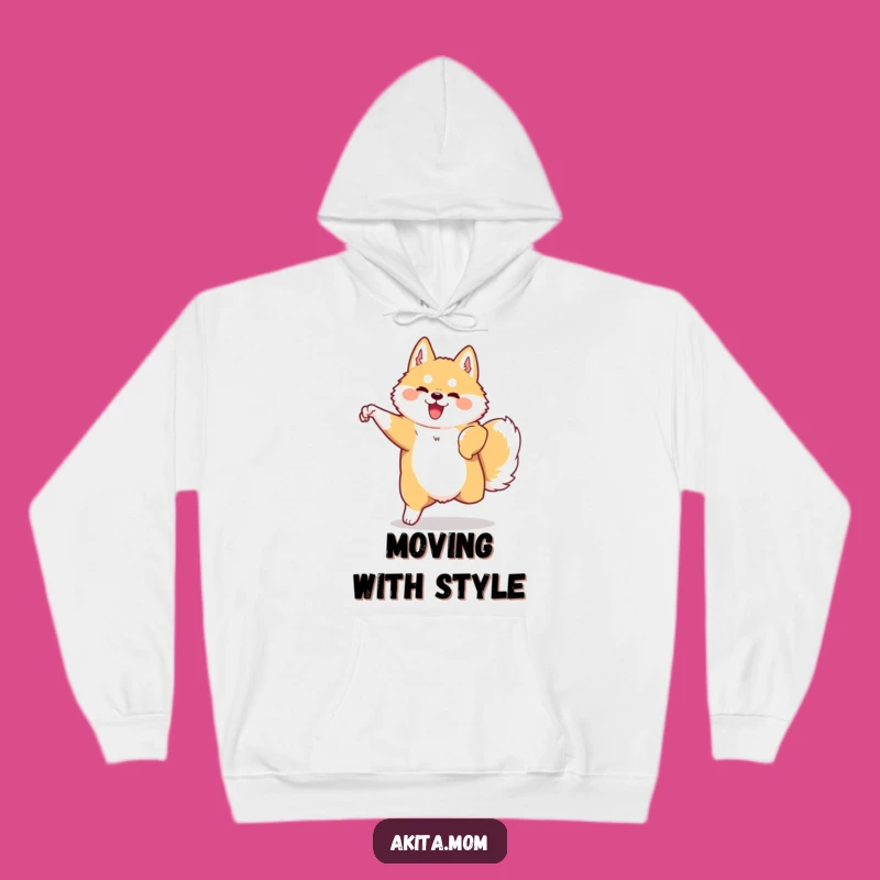 Cozy Funny Kawaii Akita Hoodie: Graceful Movement Dog Apparel