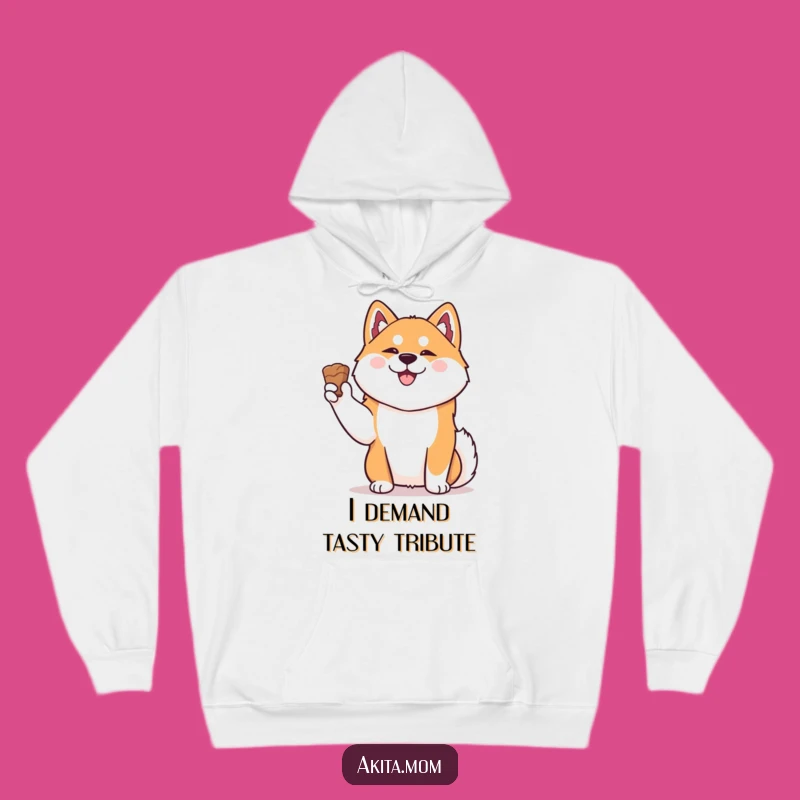 Cozy Funny Kawaii Akita Hoodie: Happy Dog Treat Art, Warm & Humorous Gift Idea
