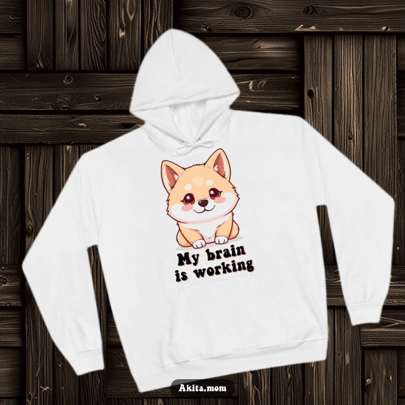 Funny Kawaii Akita hoodie showing a dog with bright, intelligent eyes observing its surroundings with a keen and curious gaze.