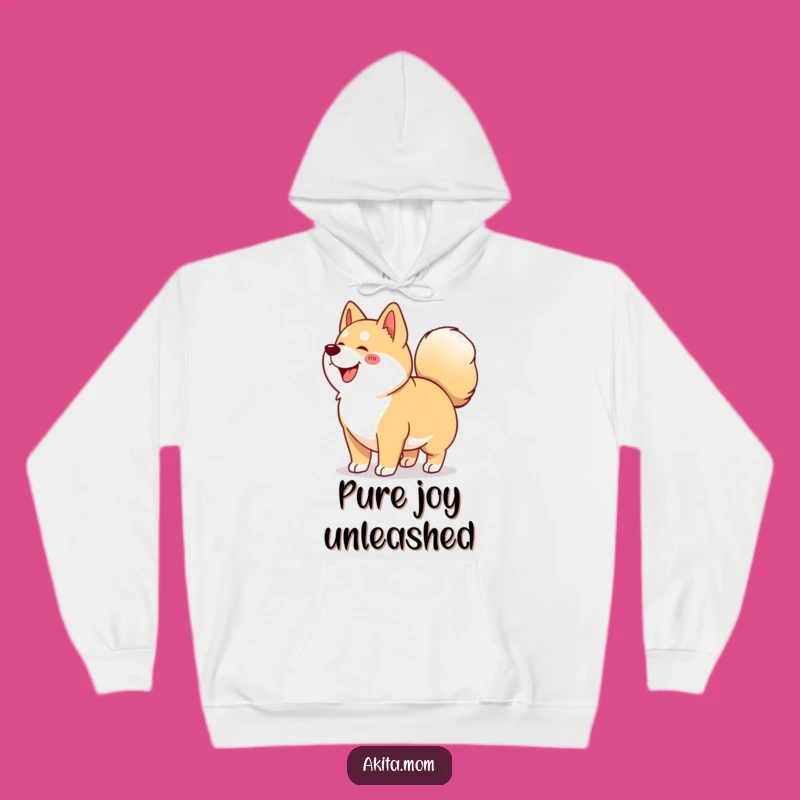Cozy Funny Kawaii Akita Wiggle Hoodie: Happy Dog Comfort, Joyful Akita Apparel Gift