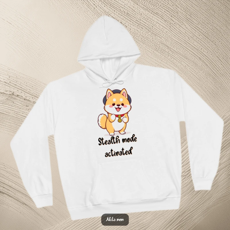 Funny Kawaii Akita Hoodie, a cute dog performing a dignified, joyful tiptoe, warm and cozy, excellent funny gift.
