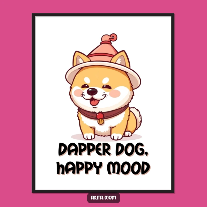 Free Printable Akita Wall Art: Japanese Hat Charm, Downloadable Art Gift