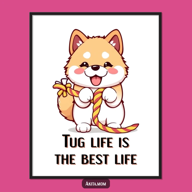 Free Printable Akita Wall Art: Funny Dog & Rope Decor, Downloadable Art