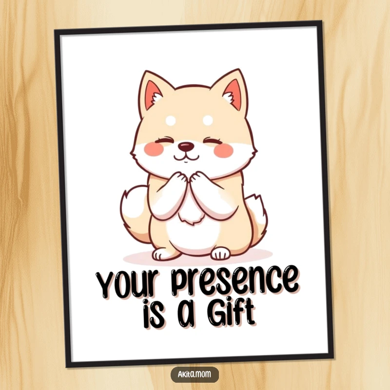 Funny Free Printable Wall Art: A sophisticated Kawaii Akita with a dignified posture, bowing politely for decor.