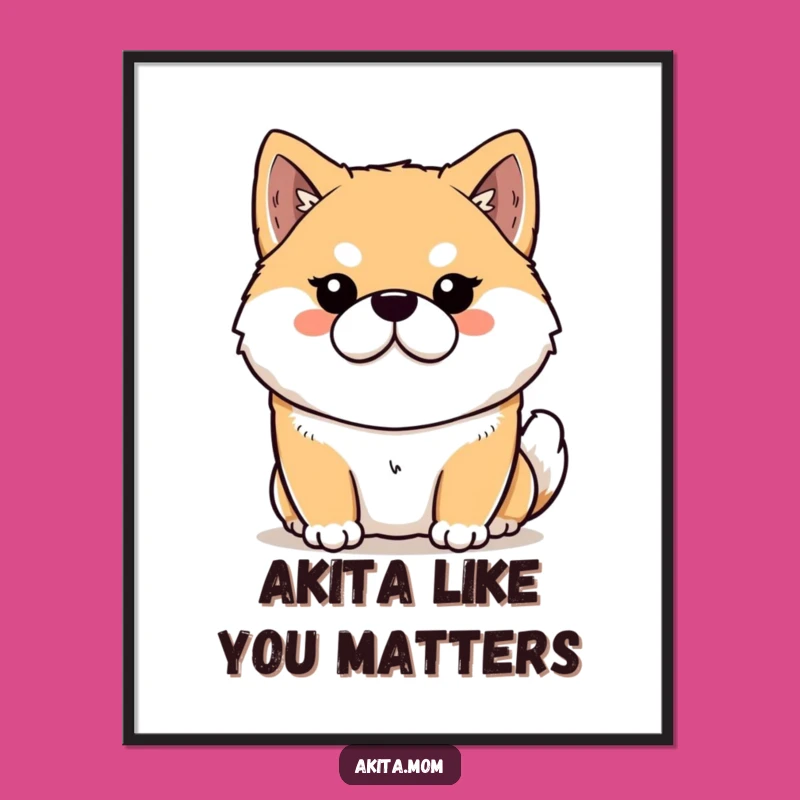 Free Printable Wall Art: Dignified Kawaii Akita Downloadable Decor for Dog Lovers