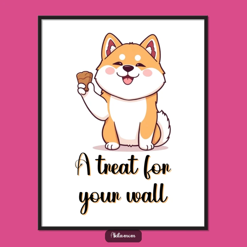 Free Printable Wall Art: Funny Kawaii Akita Treat Holder - Humorous Dog Decor