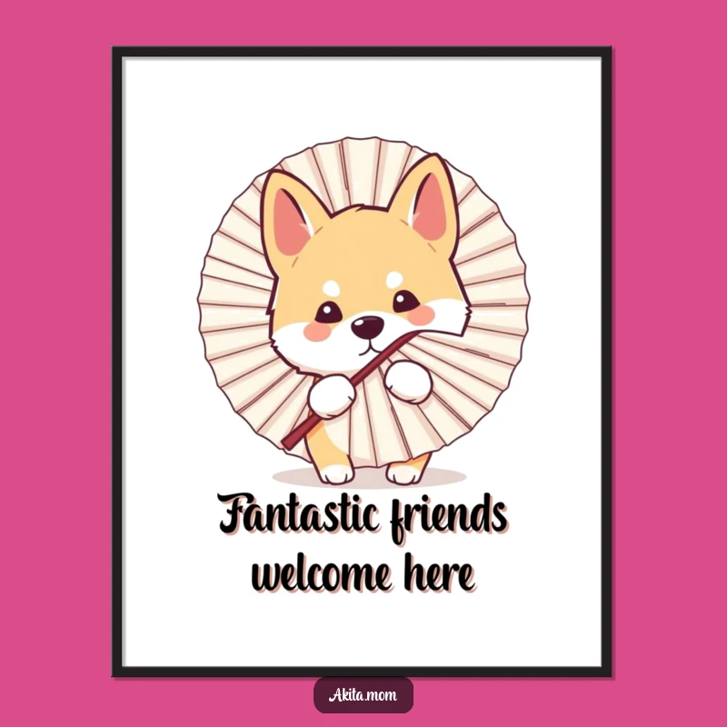 Free Printable Wall Art: Peek-a-Boo Akita Fan - Playful Downloadable Decor