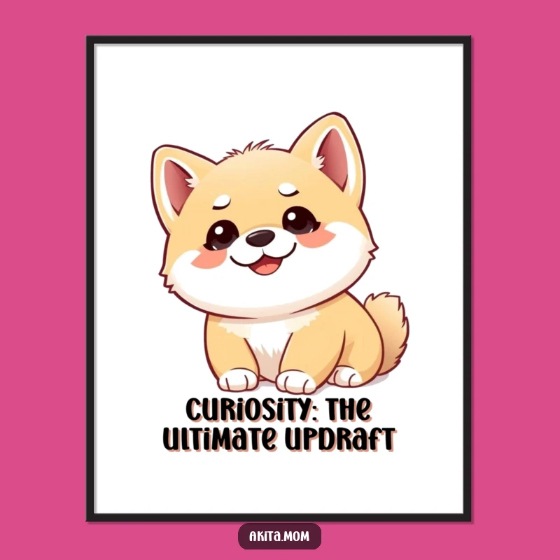 Funny Free Printable Wall Art: Akita Cub Curiosity - Whimsical Downloadable Decor