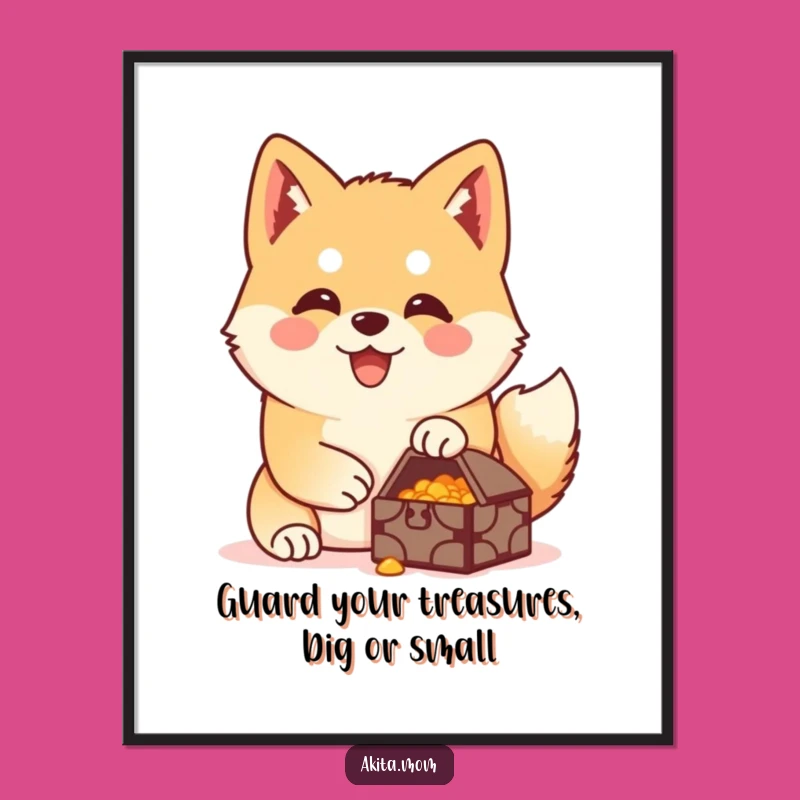 Guarding Akita Wall Art Free Printable: Treasure Dog Downloadable Poster