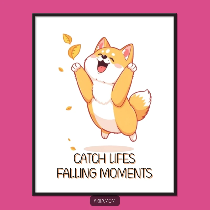 Joyful Akita Wall Art Free Printable: Playful Dog Downloadable Poster Art