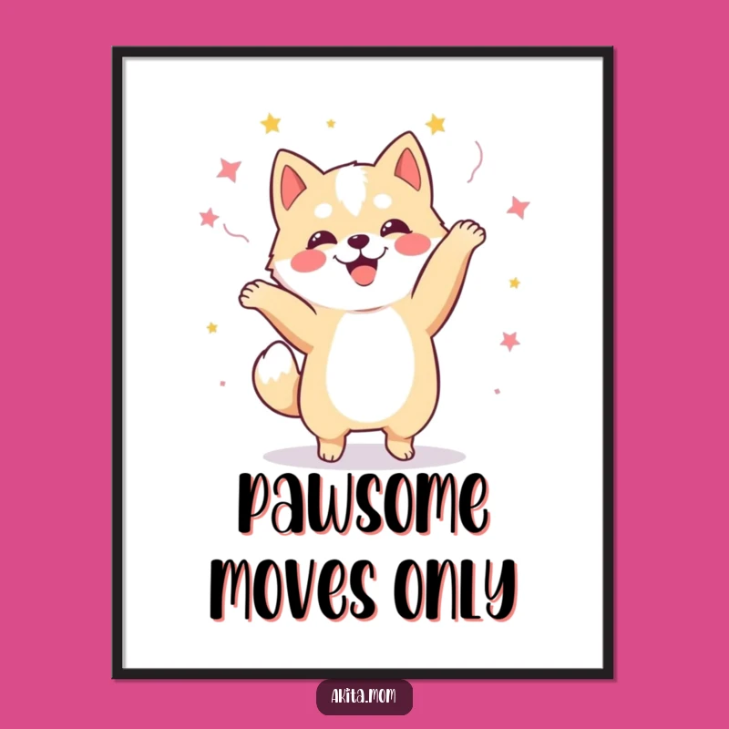 Free Printable Kawaii Akita Dance Wall Art: Hilarious Dog Downloadable Decor