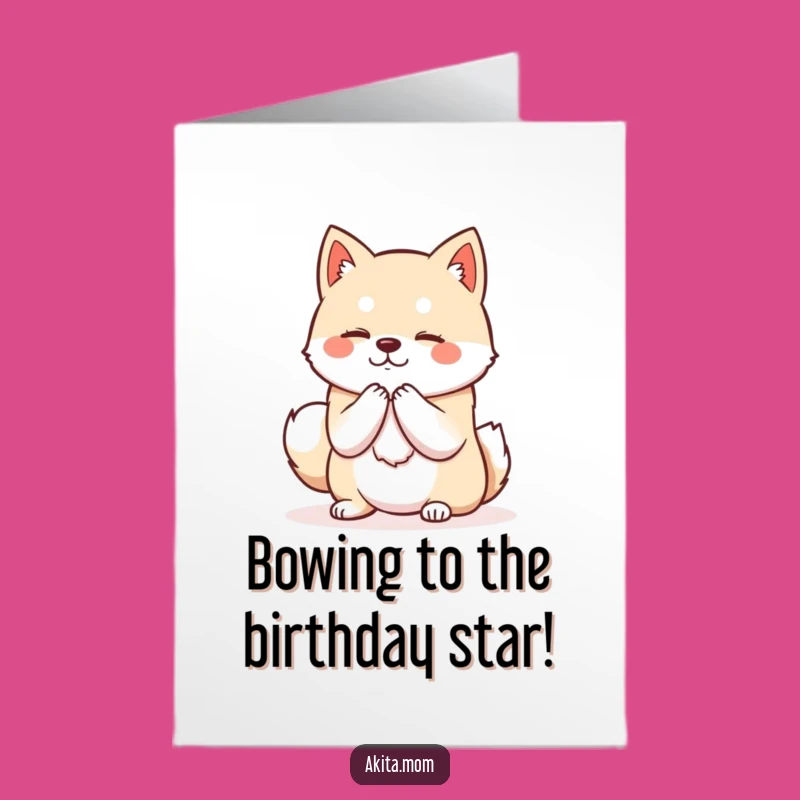 Free Printable Birthday Card: Formal Kawaii Akita Bowing, Downloadable Classy Gift