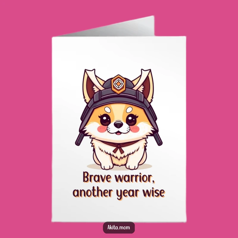 Free Printable Akita Birthday Card: Samurai Dog, Perfect DIY Downloadable Gift