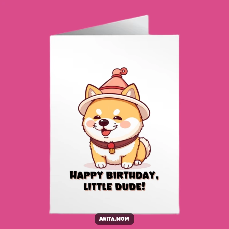 Free Printable Akita Birthday Card: Japanese Hat Humor, Downloadable Fun Gift