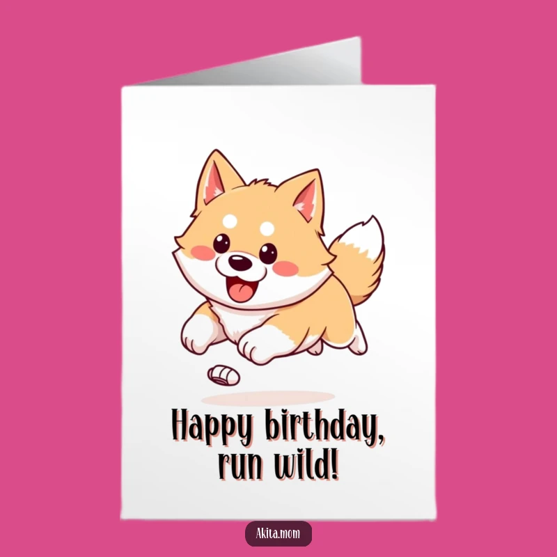 Free Printable Akita Birthday Card: Bounding Joy, Funny DIY Gift