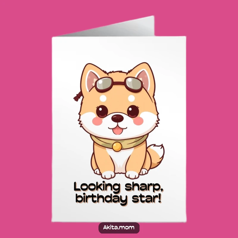 Free Printable Kawaii Akita Birthday Card: Accessory Dog Gift Download