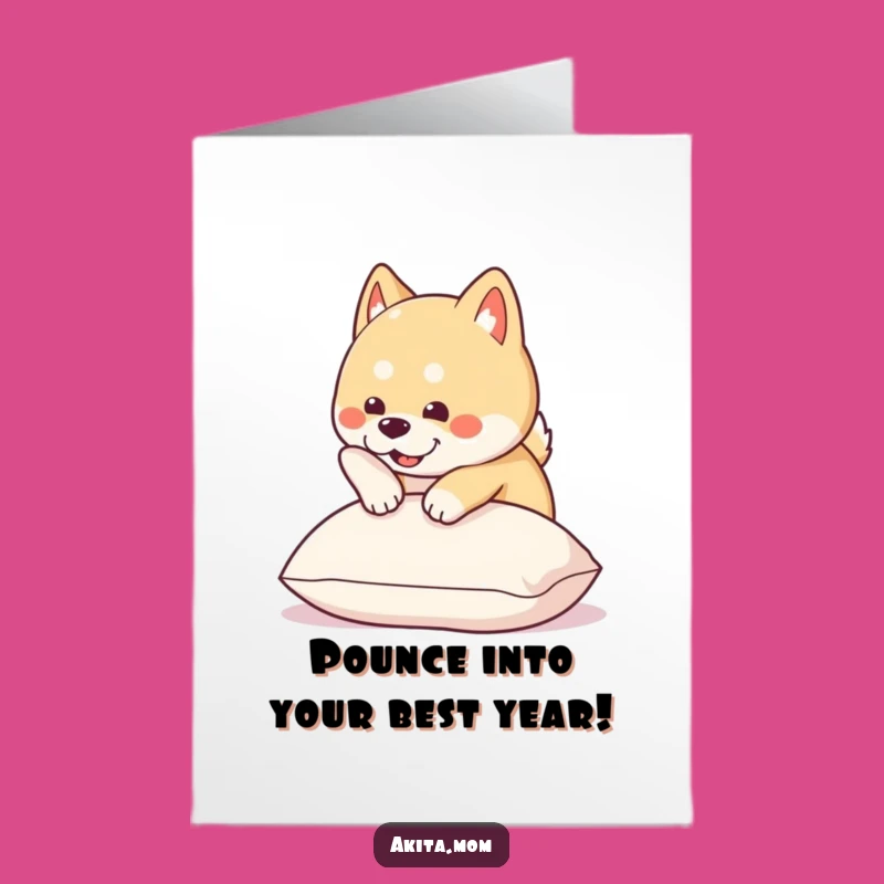 Free Printable Akita Birthday Card: Funny Dog Pounce Design for Dog Lovers
