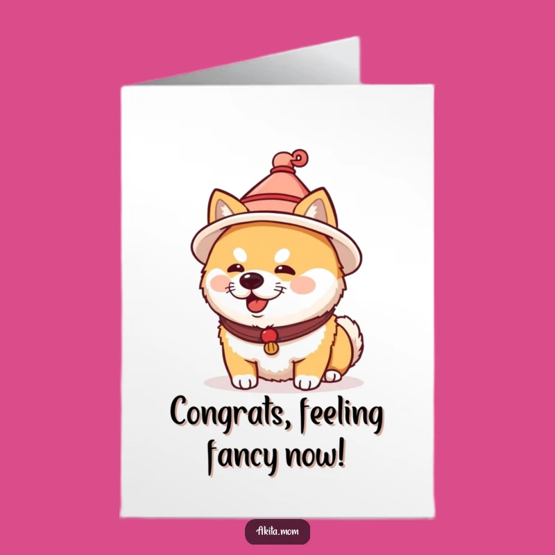 Free Printable Akita Congrats Card: Japanese Hat Celebration, Downloadable Fun Gift