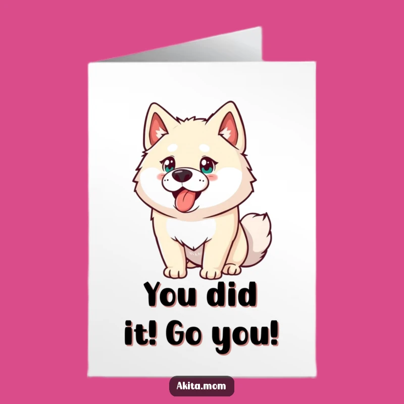 Free Printable Akita Congrats Card: Determined Dog Humor, Downloadable Success Gift