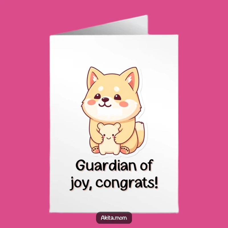 Free Printable Akita Congratulations Card: Toy Guard, Funny Downloadable Art